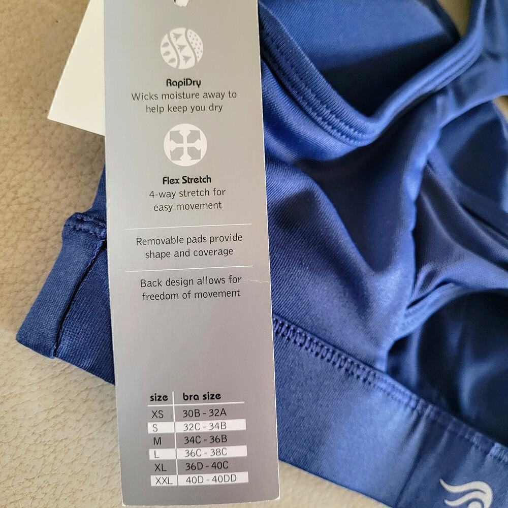 Ideology Sport Bra XS Lucky Blue Mid Impact RapiDry - Picture 6 of 10